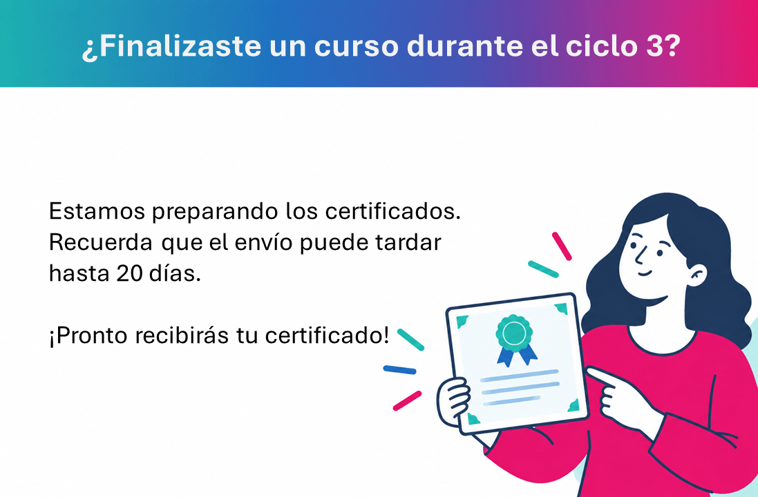 Anuncio: Recuerde que el envío de certificados puede tardar hasta 20 días