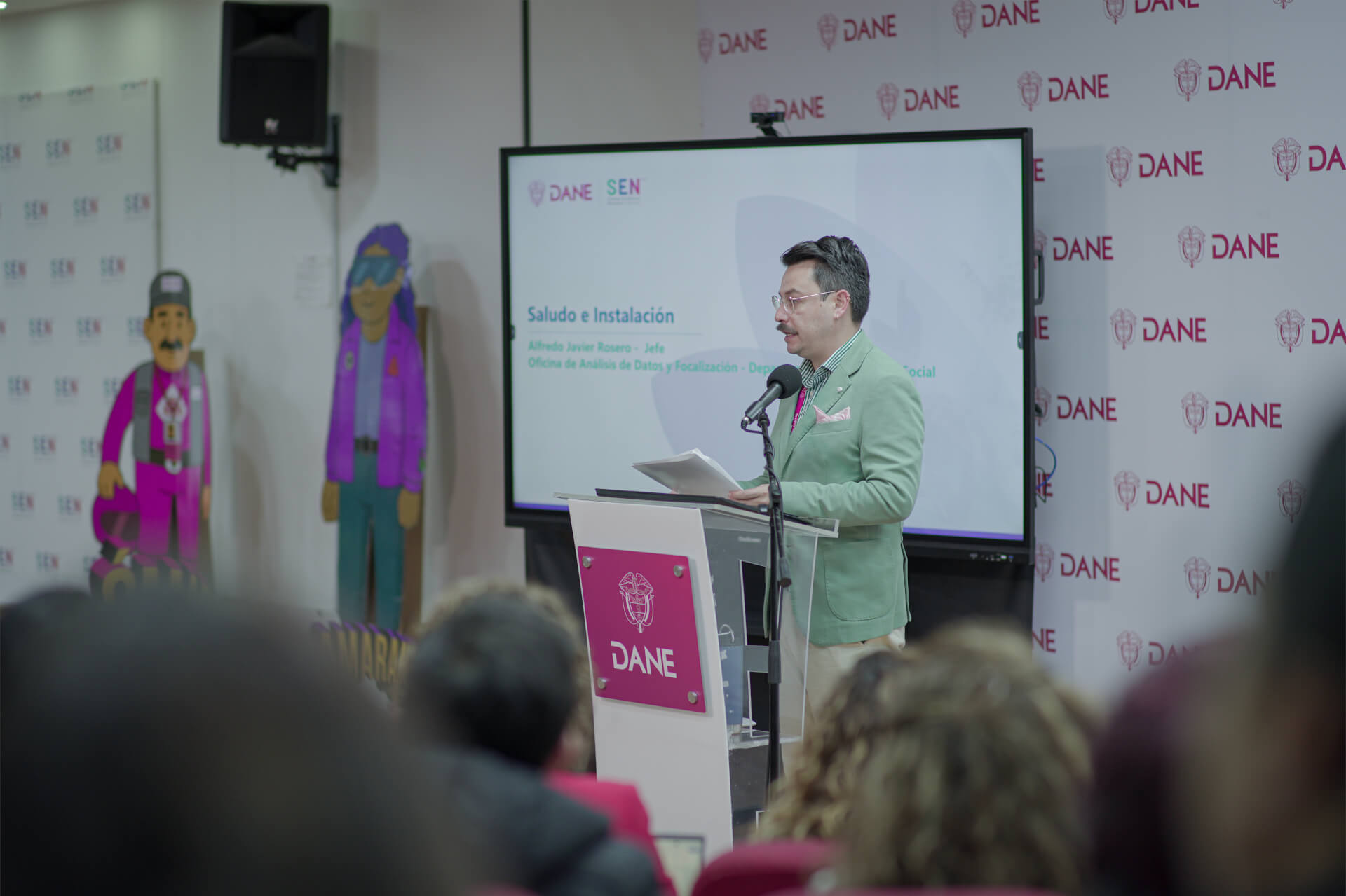 Carlos Hernández, director técnico DIRPEN, durante su discurso de instalación oficial de la Mesa Estadística Sectorial de Soluciones Duraderas